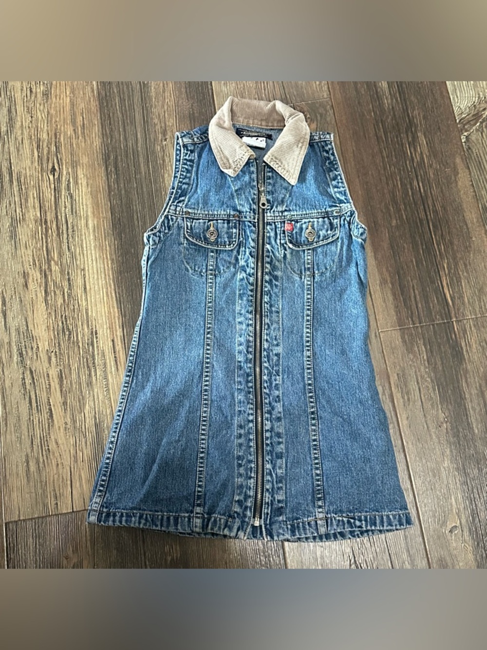 Gasoline industrial co jean dress sleeveless girls 8 VTG full zip Y2K